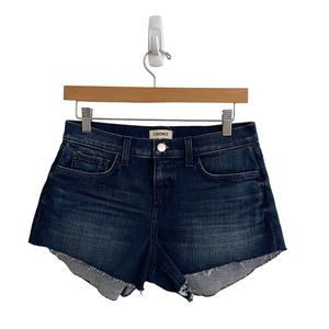 L'AGENCE Cut Off Denim Blue Jean Shorts Fray Hem 25 NWT